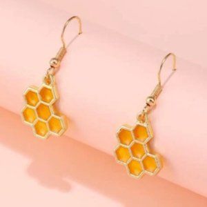 Orange Honeycomb Design Drop Earrings Elegant Women Jewelry